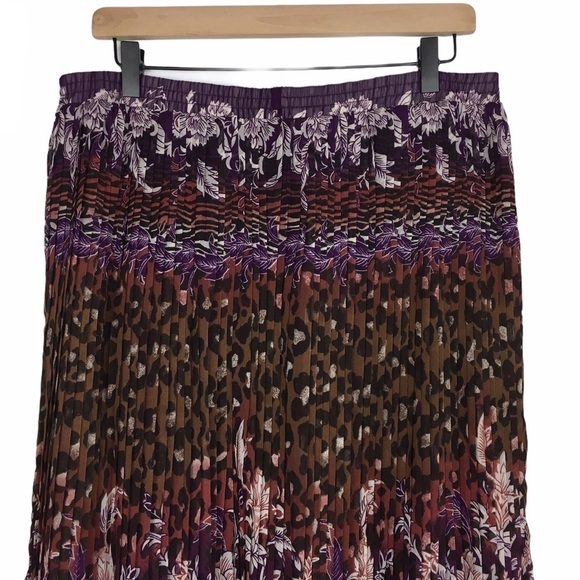 BONWORTH Skirt Midi Accordion Animal Print Floral Garden Party Hippie Boho XL - Picture 4 of 7